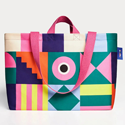 ROOT Geometrik Desenli Kanvas Çanta