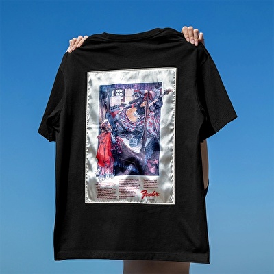 FENDER® Little Red Riding Hood Loose Siyah T-Shirt