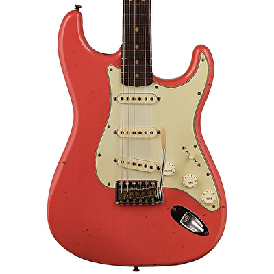 FENDER Custom Shop 1964 Stratocaster Gülağacı Klavye Journeyman Relic Faded Aged Fiesta Red Elektro Gitar
