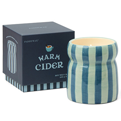 PADDYWAX Cabana Seramik Kutulu Mum Mavi Çizgili Warm Cider 184 gr