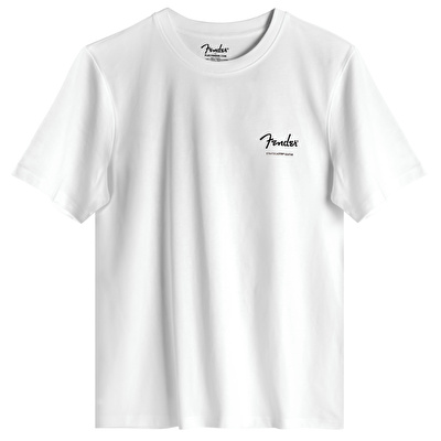 FENDER® Stratocaster Technical Drawing Beyaz T-Shirt