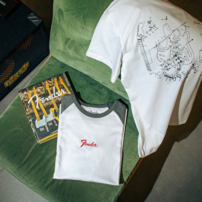 FENDER® Raglan Long Sleeve Beyaz ve Antrasit T-Shirt