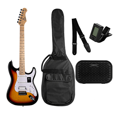 KOZMOS KGP-STG20HSS-3TS Sunburst Elektro Gitar + NOVA-MINI-BK 10W Amfi Başlangıç Paketi