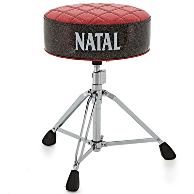 NATAL H-ST-DTRB - Kırmızı Davul Taburesi (Siyah Yan Detaylı)