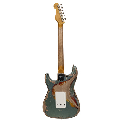 Fender Custom Shop 1965 Stratocaster Super Heavy Relic Gülağacı Klavye Super Faded Aged Sherwood Green Metallic over 3 Ton Sunburst Elektro Gitar
