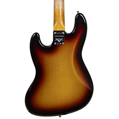 Fender Custom Shop Limited Edition Custom Jazz Bass Journeyman Relic Gülağacı Klavye Bleached 3 Ton Sunburst Bas Gitar
