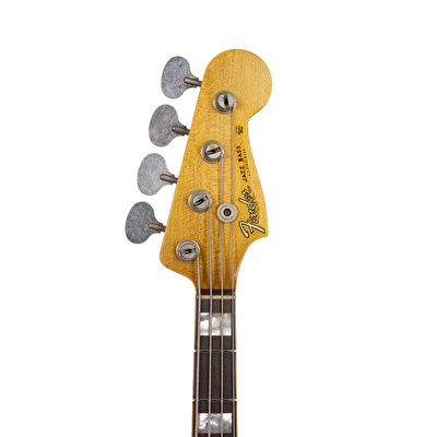 Fender Custom Shop Limited Edition Custom Jazz Bass Journeyman Relic Gülağacı Klavye Bleached 3 Ton Sunburst Bas Gitar