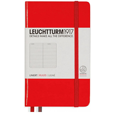 LEUCHTTURM Not Defteri Cep Boy (A6) Çizgili, Kırmızı