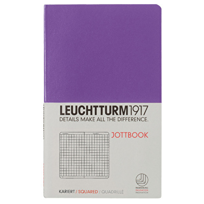 LEUCHTTURM Jottbook Not Defteri, Cep Boy (A6) Esnek Kapak, Kareli, Mor