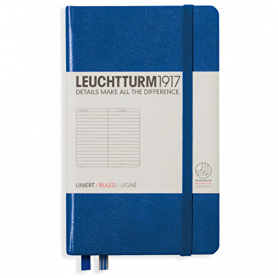 LEUCHTTURM Not Defteri Cep Boy (A6) Çizgili, Kraliyet Mavi