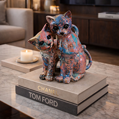 SOFIART Renkli Kedi Figür  21,5x14x20 cm