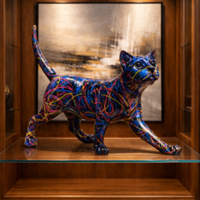 SOFIART Renkli Kedi Figür