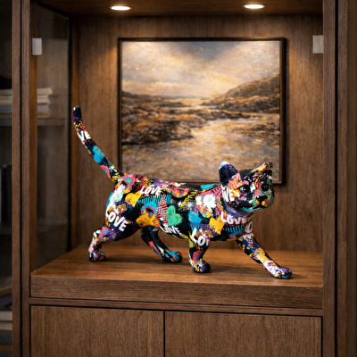 SOFIART Renkli Kedi Figür 30x10x26 cm