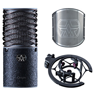 Aston Microphones ORIGIN BLACK BUNDLE Origin Geniş Diyafram Condenser Mikrofon (Pop Filtre Ve Shock-Mount Set Dahil)
