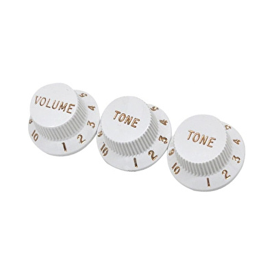 Fender Volume/Tone Knob Set Strat White Set of 3 Knobs Kits & Pick Up Covers
