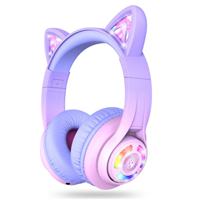 ICLEVER BTH13 Kedi Kulaklı Çocuk Bluetooth Kulaklık - Gradyan Pembe