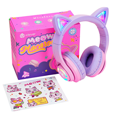 ICLEVER BTH13 Kedi Kulaklı Çocuk Bluetooth Kulaklık - Gradyan Pembe