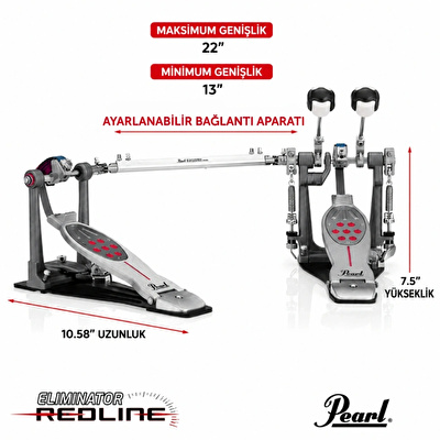 PEARL P-2052C Eliminator Redline Chain Drive Twin Pedal