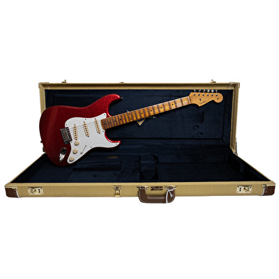 Fender Custom Shop 1956 Stratocaster Journeyman Relic Akçaağaç Klavye Red Sparkle Elektro Gitar