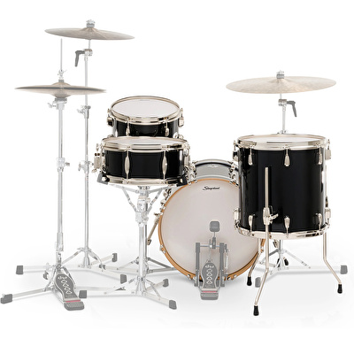 SLINGERLAND Studio King Outfit Del Norte Black Lacquer 4 Parça (18B/12T/14F/14S) Akustik Davul Seti