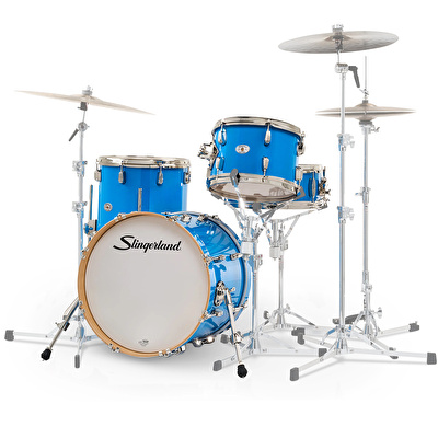 SLINGERLAND Studio King Outfit Lunar Blue Lacquer 4 Parça (18B/12T/14F/14S) Akustik Davul Seti