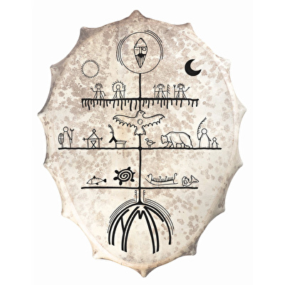 TERRE 382489-Z60 - Sibirya Sami Tarzı Keçi Derili Şaman Davulu 60 x 45 cm