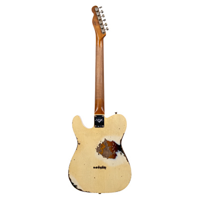 Fender Custom Shop 1960 Telecaster Custom Heavy Relic Aged Vintage White Over 3 Ton Sunburst Elektro Gitar