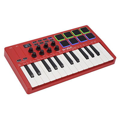 M-VAVE SMK-25 25 Tuşlu Kablosuz Şarjlı MIDI Klavye (Kırmızı)