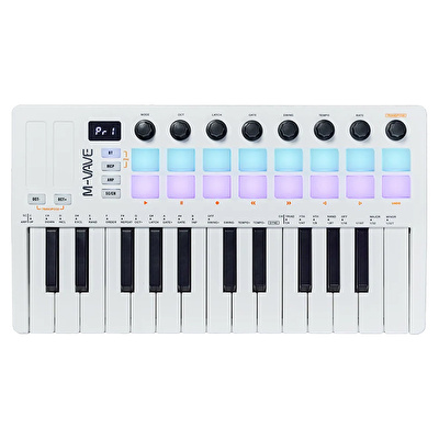 M-VAVE SMK-25 II 25 Tuşlu Kablosuz Şarjlı MIDI Klavye (Beyaz)