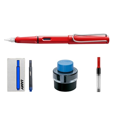 LAMY Set Safari Dolma Kalem Seti M G.Kutu Kırmızı Metal Siyah Klips