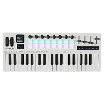 M-VAVE SMK-37 PRO 37 Tuşlu Kablosuz MIDI Klavye (Beyaz)