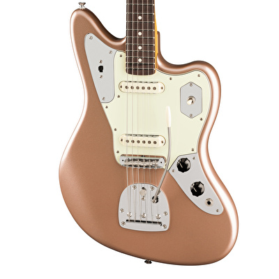 Fender American Professional Classic Jaguar Faded Firemist Gold Elektro Gitar (Gigbag Dahil)