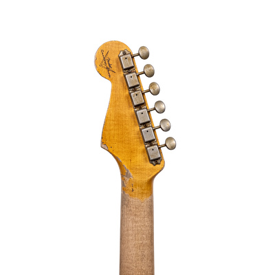 Fender Custom Shop 1961 Stratocaster Super Heavy Relic Aged Surf Green Over 3 Renk Sunburst Elektro Gitar