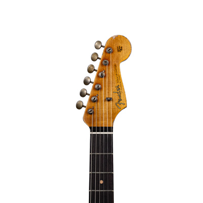Fender Custom Shop 1961 Stratocaster Super Heavy Relic Aged Surf Green Over 3 Renk Sunburst Elektro Gitar