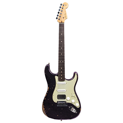 Fender Custom Shop Custom Deluxe Stratocaster HSS Relic Magenta Sparkle Elektro Gitar
