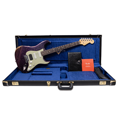 Fender Custom Shop Custom Deluxe Stratocaster HSS Relic Magenta Sparkle Elektro Gitar