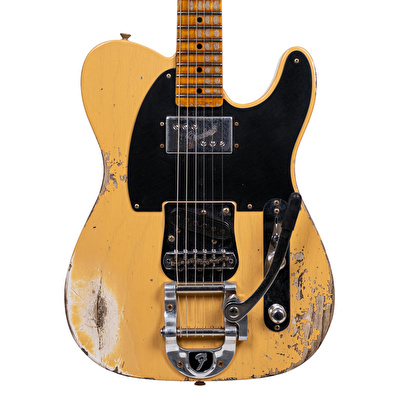 Fender Custom Shop Cunife Blackguard Telecaster Bigsby Heavy Relic Aged Nocaster Blonde Elektro Gitar