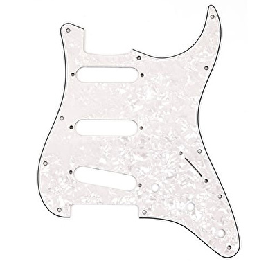 Fender Pickguard Strat 11 Hole S/S/S Configuration 4-Ply White Pearl