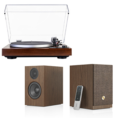 Audio Pro A28 W Hoparlör, Dual CS 429 Pikap Walnut Hi-Fi Müzik Sistemi