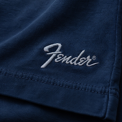 FENDER® Wash Embroidered Lacivert T-Shirt
