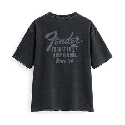 FENDER® Wash Raw Edge Grafik Antrasit T-Shirt