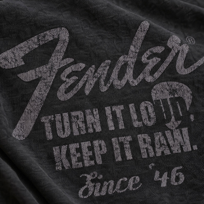 FENDER® Wash Raw Edge Grafik Antrasit T-Shirt
