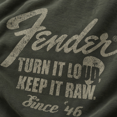 FENDER® Wash Raw Edge Grafik Mint Yeşili T-Shirt