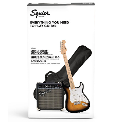 Squier Sonic Stratocaster 2 Ton Sunburst Frontman 10G Amfi Elektro Gitar Seti