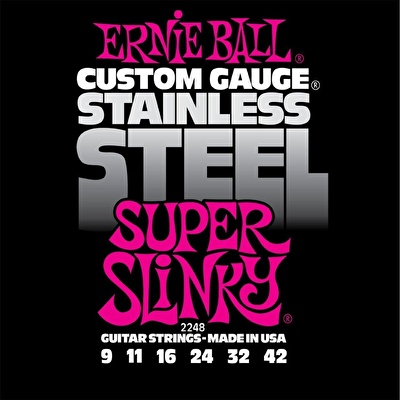 Ernie Ball P02248 Stainless Steel Super Slinky 09-42 Elektro Gitar Teli