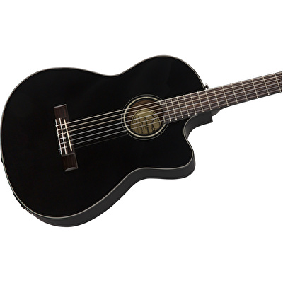 Fender CN-140SCE Nylon Thinline Ceviz Klavye Siyah Elektro Klasik Gitar