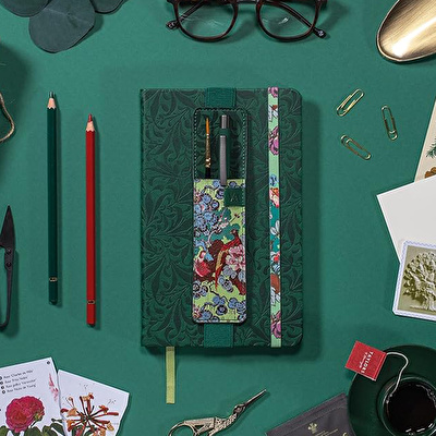 IF Bookaroo Defter Üstü Kalemlik - Yeşil Çiçek Desenli