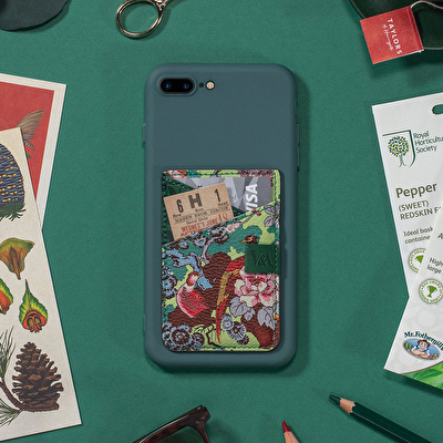 IF Bookaroo Telefon Üstü Cüzdan - Yeşil Çiçek Desenli