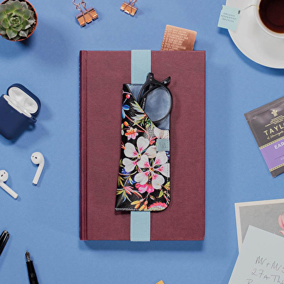 IF Bookaroo Gözlük Kılıfı - Siyah Çiçek Desen