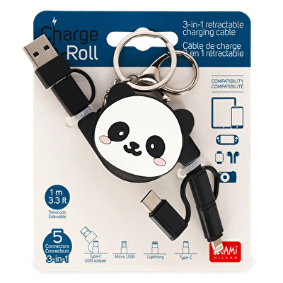 LEGAMI Uzayabilen 3lü Sarj Kablosu Panda